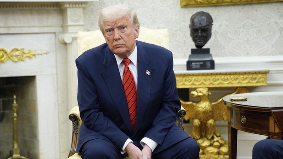 epa11961722 US President Donald Trump sits during his meeting with NATO Secretary General Mark Rutte in the Oval Office of the White House in Washington, DC, USA, 13 March 2025. EPA/YURI GRIPAS / POOL