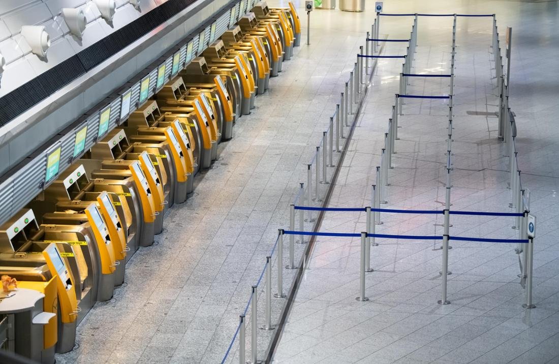 Der Check-in-Bereiche am Flughafen Frankfurt werden am Montag (10. März) größtenteils leer bleiben.