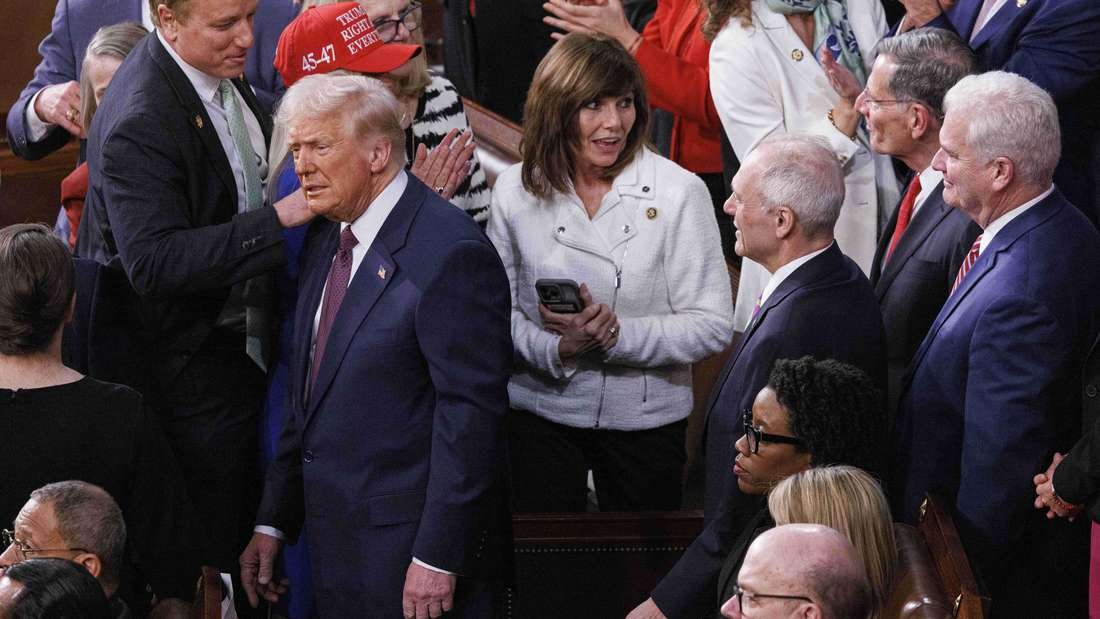 US-Präsident Donald Trump am 4. März 2025 in einer Sitzung des US-Kongresses in der Halle des US-Repräsentantenhauses